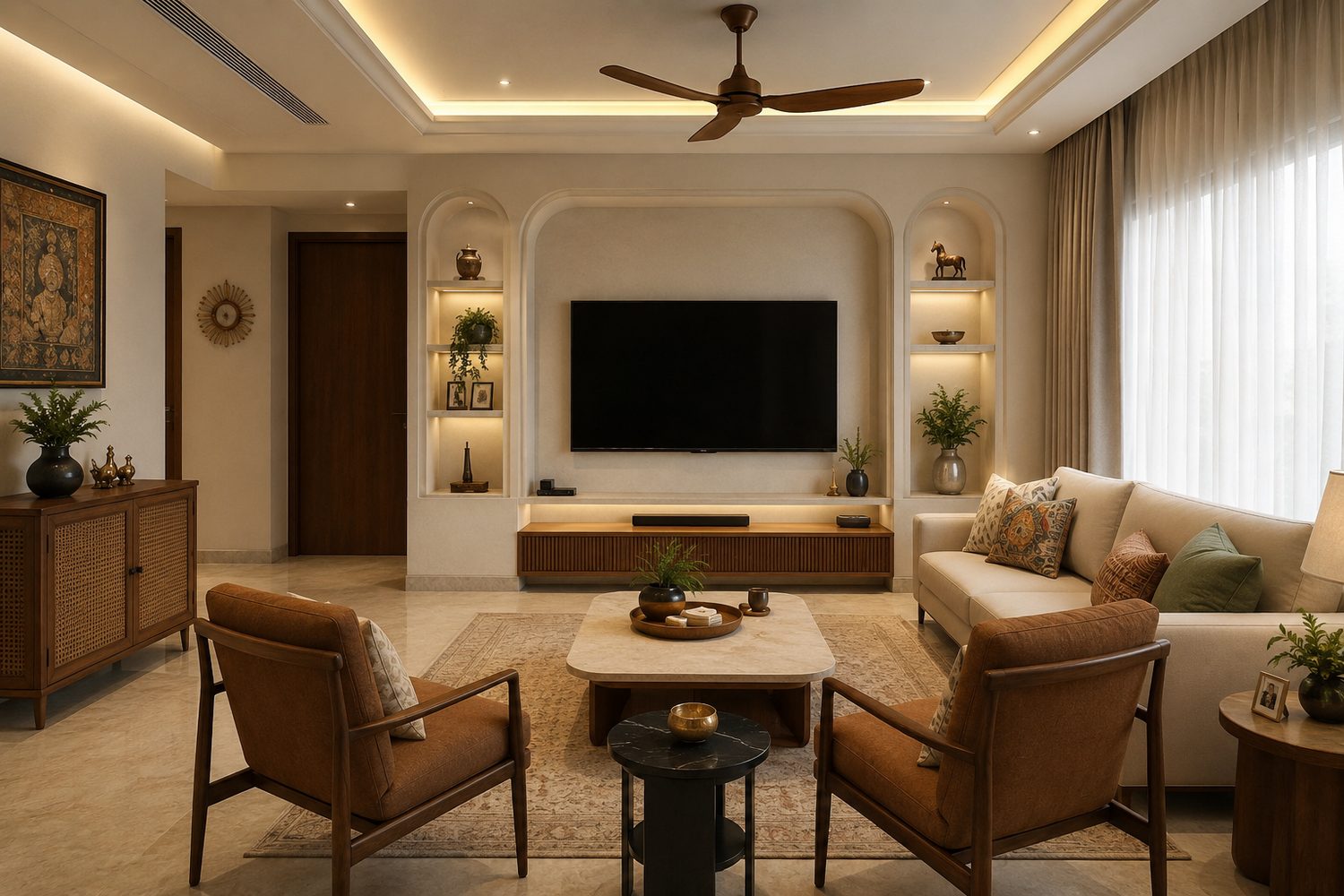 Indian Contemporary living room by 23ft.
