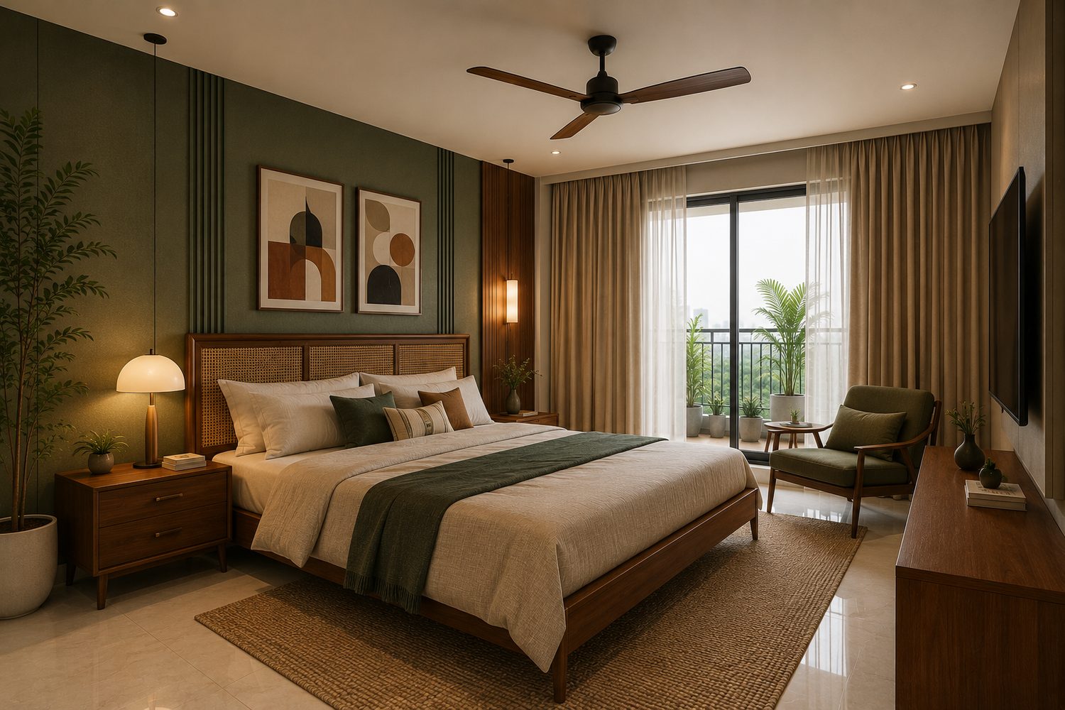 Mid-Century Modern master bedroom